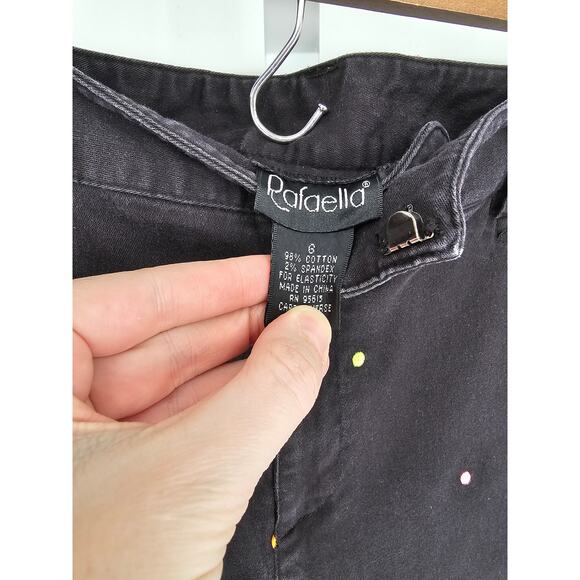 Rafaella Women's Black Dot Printed Belt Loop Hook Closer Cotton Capris Size 6 - Picture 3 of 4